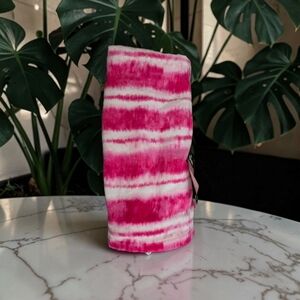 Dkny Pool Beach Towel Pink White Striped With Logo NWT 100% Cotton 38 X 68